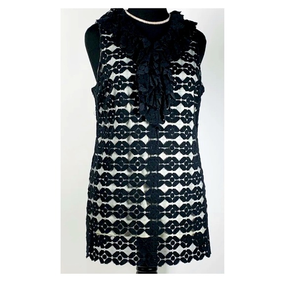 Sleeveless Black Crochet Knit Overlay Ruffle Detail Dress by Adiva - Picture 1 of 14